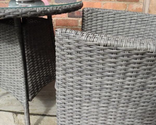 Paris 2 Seater Carver Garden Bistro Set with 70cm Round Table - Grey - Image 3