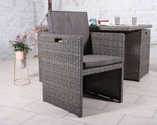 Paris 8 Seater Rattan Garden Dining Cube Set with Square Table, 4 Cube Chairs & 4 Integral Stools - Image 8