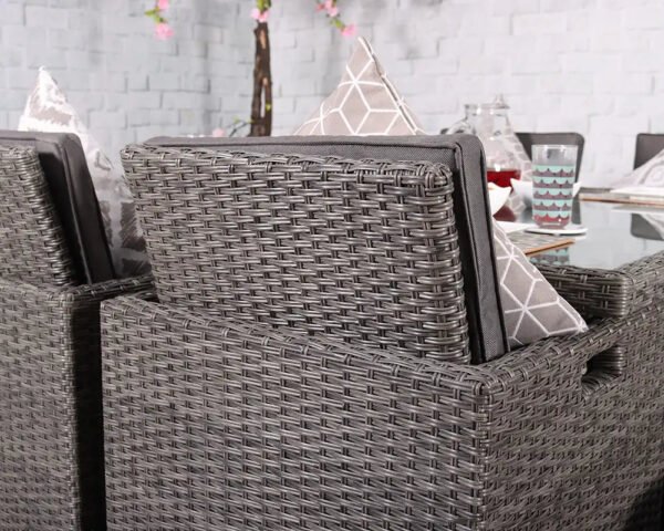 Paris 8 Seater Rattan Garden Dining Cube Set with Square Table, 4 Cube Chairs & 4 Integral Stools - Image 7
