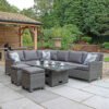Paris Rattan Modular Corner Lounge Dining Set with Adjustable Height Table  - Grey
