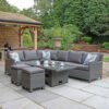 Paris Rattan Modular Corner Lounge Dining Set with Adjustable Height Table  - Grey