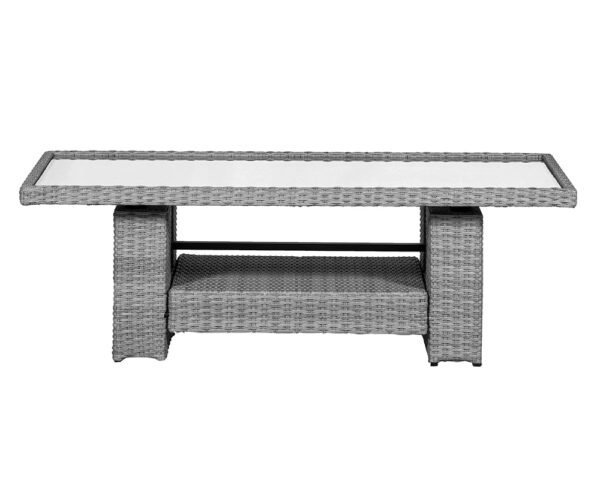 Paris Rattan Modular Corner Lounge Dining Set with Adjustable Height Table - Grey - Image 8