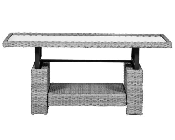 Paris Rattan Modular Corner Lounge Dining Set with Adjustable Height Table - Grey - Image 7