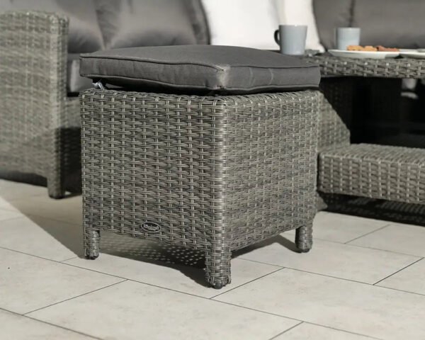 Paris Rattan Modular Corner Lounge Dining Set with Adjustable Height Table - Grey - Image 6