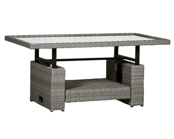 Paris 7 Seater Rattan Sofa Garden Dining Set with Adjustable Height Table - Grey - Image 7