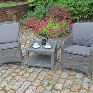 Paris  2 Seater Rattan Imperial Garden Bistro Set with Table - Grey