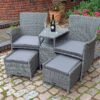 Paris Companion Lounge Set with Pull-Out Foot Stools & Table