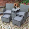 Paris Companion Lounge Set with Pull-Out Foot Stools & Table