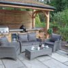 Paris 4 Seater Rattan Garden Lounge Set with Coffee Table - Grey