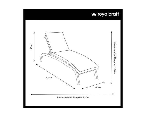 Paris Adjustable Rattan Sunlounger Manual Multi Position Backrest - Grey - Image 6