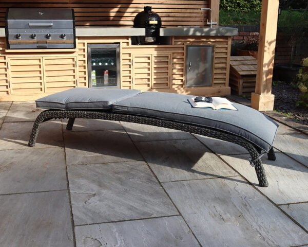 Paris Adjustable Rattan Sunlounger Manual Multi Position Backrest - Grey - Image 4