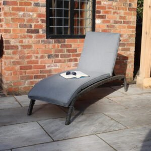 Paris Adjustable Rattan Sunlounger Manual Multi Position Backrest - Grey