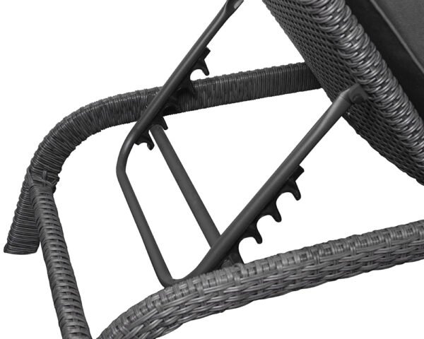 Paris Adjustable Rattan Sunlounger Manual Multi Position Backrest - Grey - Image 5
