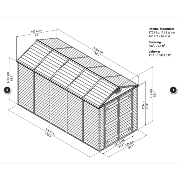 SkyLight Plastic 6x12 Dark Grey Garden Shed - Canopia by Palram - Image 10