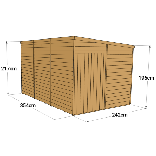 Store More 12x8 Overlap Pent Garden Shed Shed with Double Doors (Windowless) - Image 6