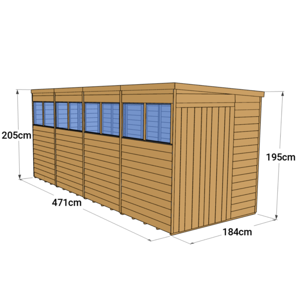 Store More 16x6 Large Overlap Pent Garden Shed with Double Doors & Windows - Image 6