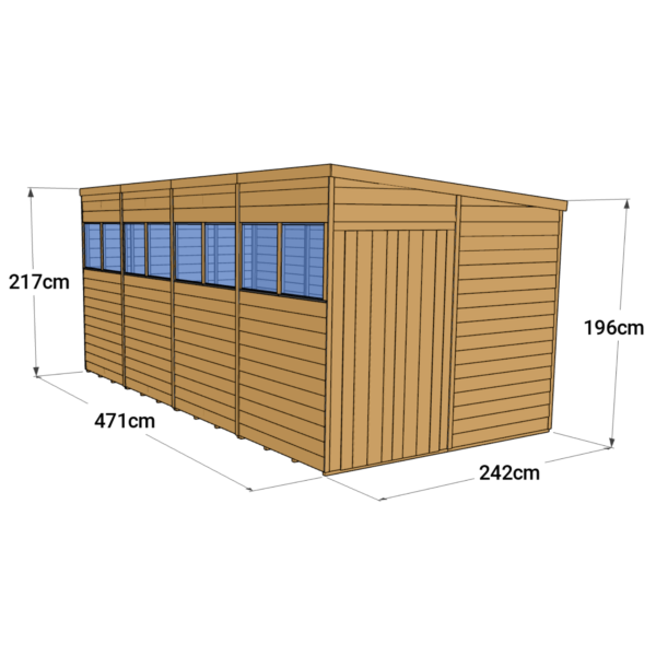 Store More 16x8 Large Overlap Pent Garden Shed with Double Doors & Windows - Image 6