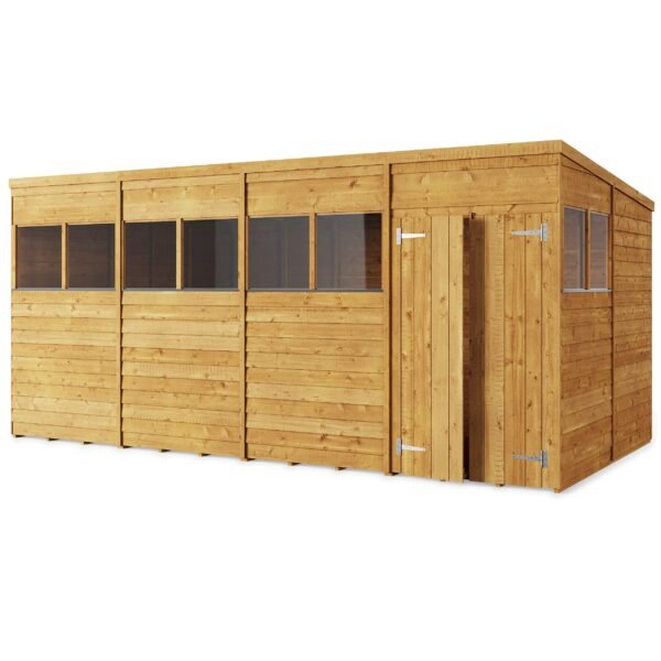 Store More 16x8 Large Overlap Pent Garden Shed with Double Doors & Windows - Image 3