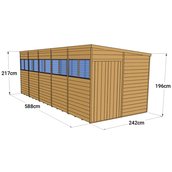 Store More 20x8 Large Overlap Pent Garden Shed with Double Doors & Windows - Image 6