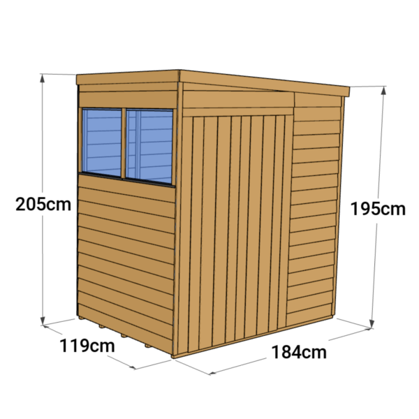 Store More 4x6 Small Overlap Pent Garden Shed with Double Doors & Windows - Image 6