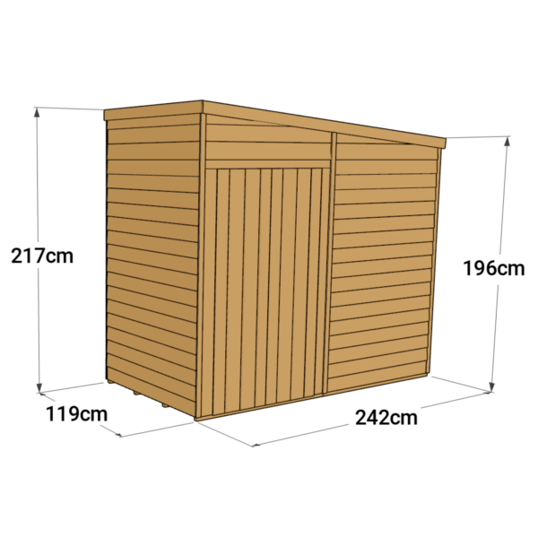 Store More 4x8 Small Overlap Pent Garden Shed with Double Doors (Windowless) - Image 6