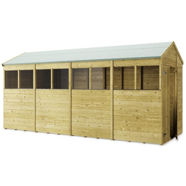 Store More 16x6 Large Tongue and Groove Apex Garden Shed with Double Doors & Windows - Image 5