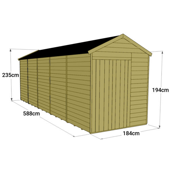 Store More 20x6 Large Tongue and Groove Apex Garden Shed with Double Doors (Windowless) - Image 6