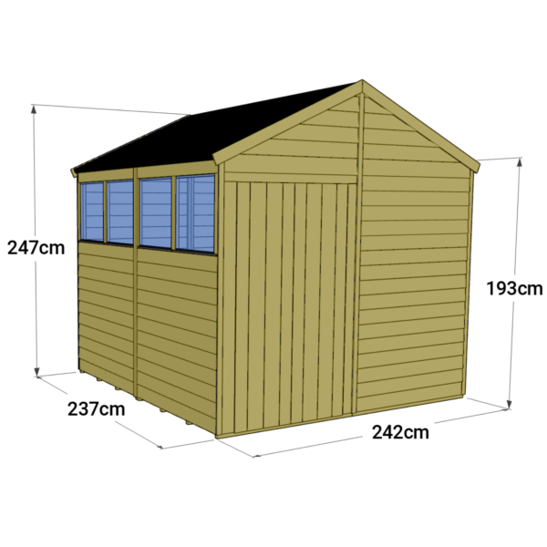 Store 8x8 More Tongue and Groove Apex Garden Shed with Double Doors & Windows - Image 6