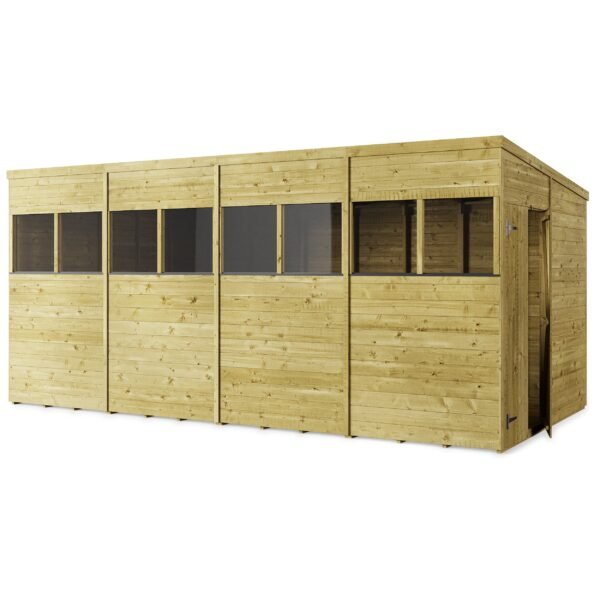Store More 16x8 Large Tongue and Groove Pent Shed with Double Doors & Windows - Image 5