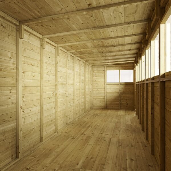 Store More 20x6 Large Tongue and Groove Pent Shed with Double Doors & Windows - Image 4