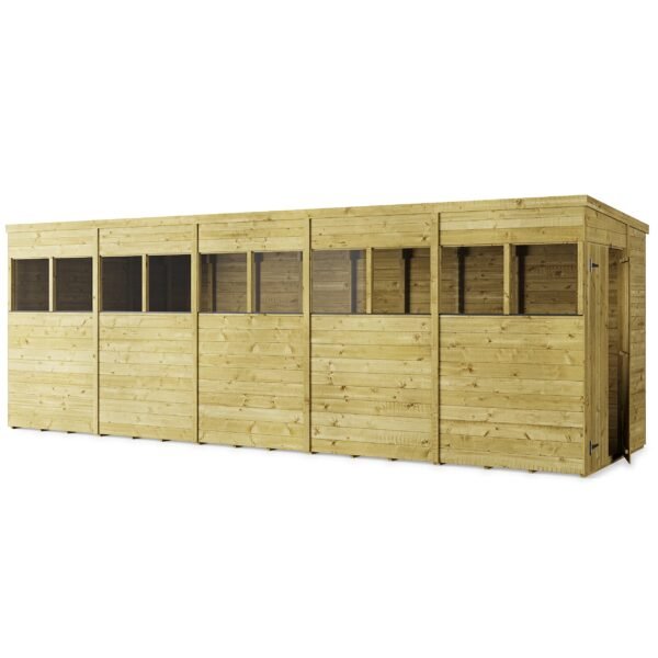Store More 20x6 Large Tongue and Groove Pent Shed with Double Doors & Windows - Image 5