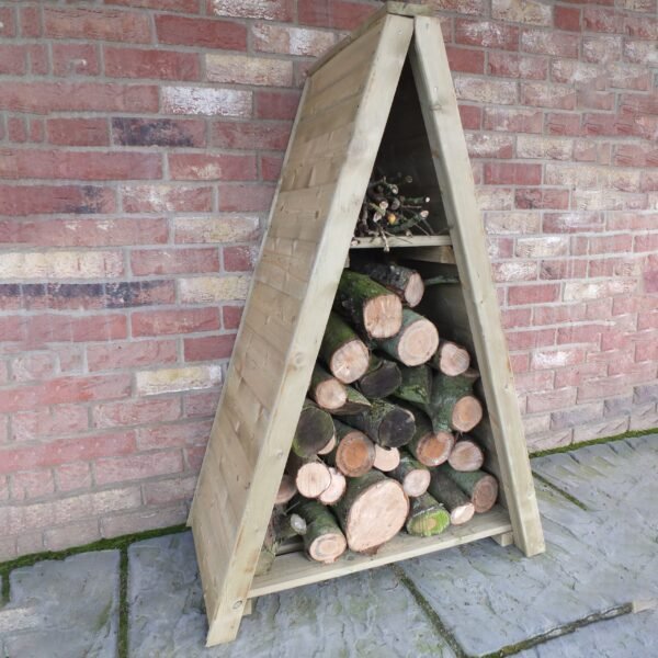Shire Pressure Treated Small Triangular T&G Wooden Log Store - Image 2