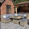 Wentworth Rattan Deluxe Modular Corner Lounge Set with Gas Fire Pit Table