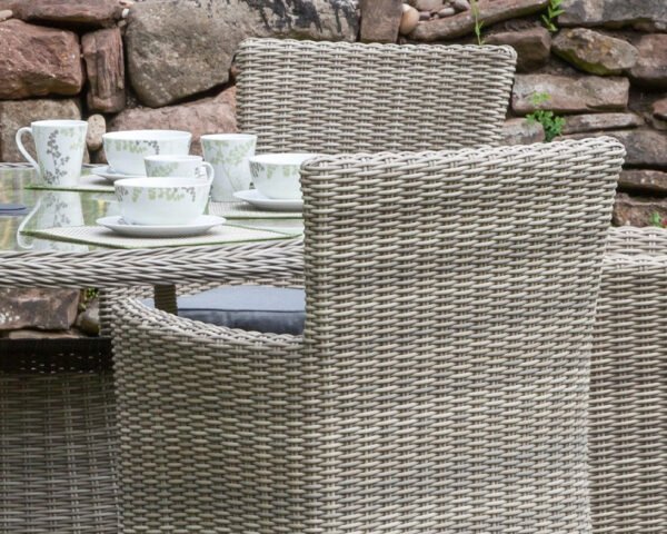 Wentworth Rattan Round Carver Table Garden Dining Set with 6 Chairs & Cushions - Image 3