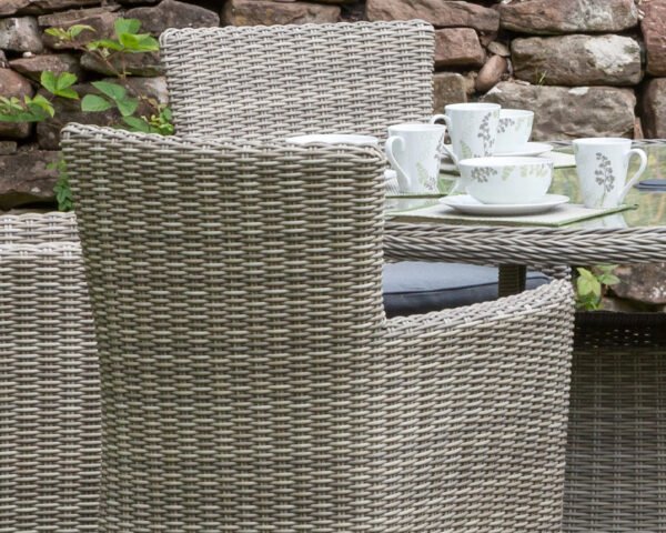 Wentworth Rattan Round Carver Table Garden Dining Set with 6 Chairs & Cushions - Image 4