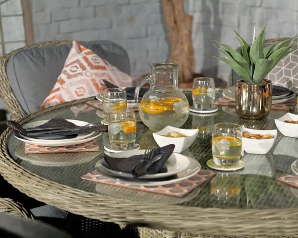 Wentworth Rattan Round Imperial Garden Dining Set with 6 Chairs & Cushions - Image 4