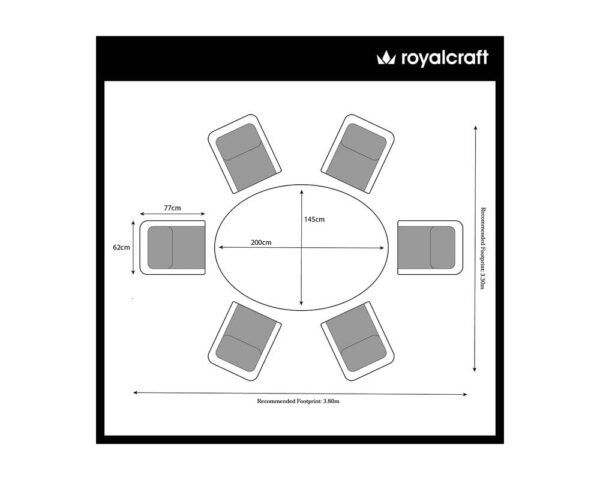 Wentworth Rattan Ellipse Highback Comfort Garden Dining Set with 6 Chairs & Cushions) - Image 7