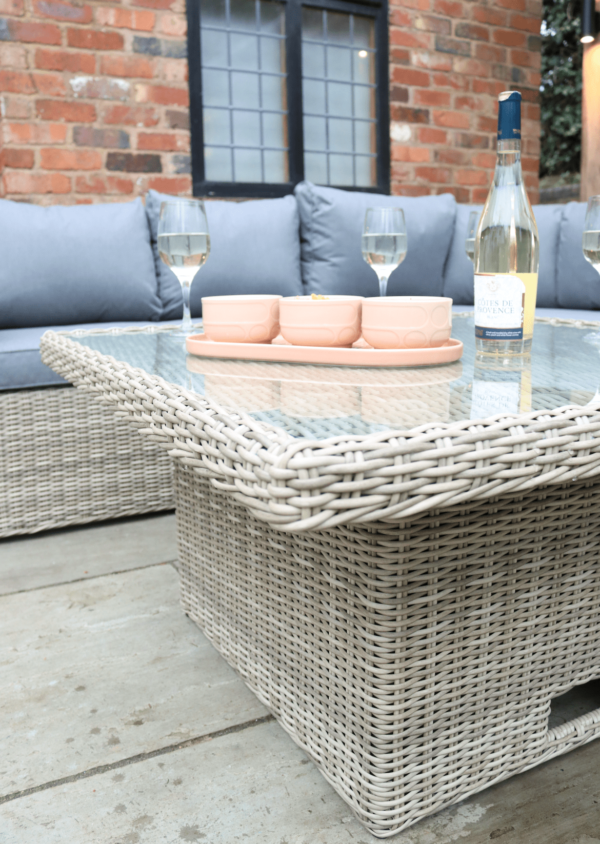 Wentworth Rattan Corner Garden Lounge Set with Adjustable Height Table & Cushions - Image 3