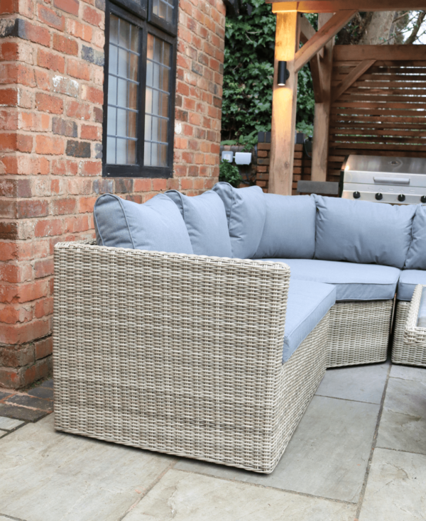 Wentworth Rattan Corner Garden Lounge Set with Adjustable Height Table & Cushions - Image 4