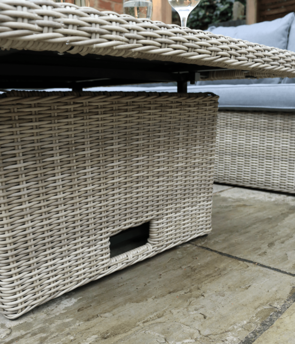 Wentworth Rattan Corner Garden Lounge Set with Adjustable Height Table & Cushions - Image 6