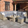 Wentworth Rattan Deluxe Modular Corner Lounge Set with 2 Stools & Height Adjustable Table