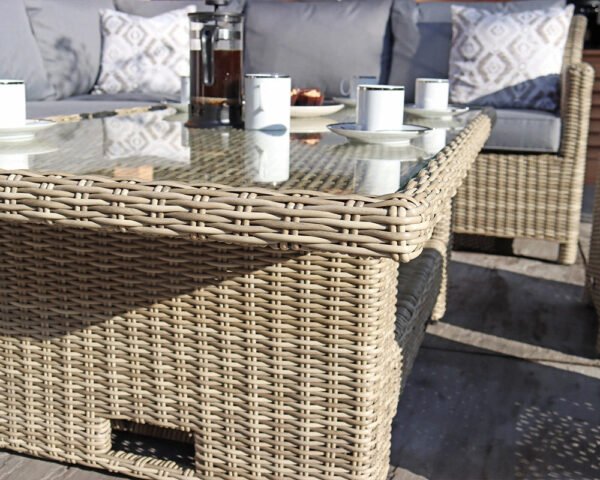 Wentworth Rattan Deluxe Modular Corner Lounge Set with 2 Stools & Height Adjustable Table - Image 3