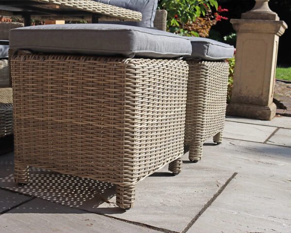 Wentworth Rattan Garden Dining Set with Sofa, 2 Armchairs, 2 Stools & Height Adjustable Table - Image 4