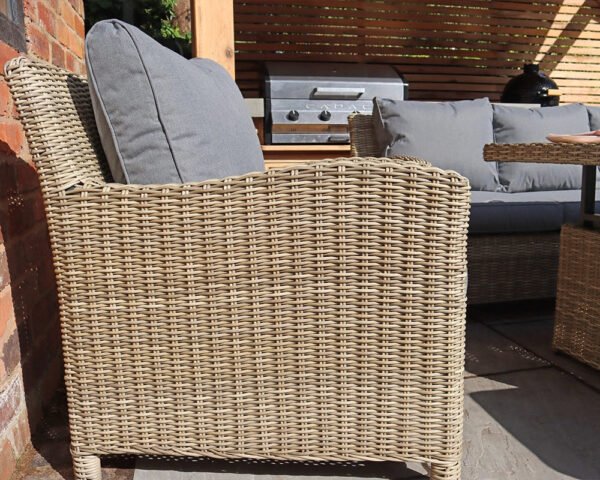 Wentworth Rattan Garden Dining Set with Sofa, 2 Armchairs, 2 Stools & Height Adjustable Table - Image 5