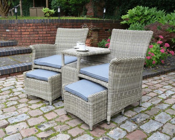 Wentworth Rattan Garden Lounge Sets with 2 Chairs, 2 Footstools & Cushions - Image 5