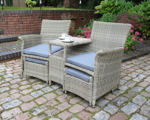 Wentworth Rattan Garden Lounge Sets with 2 Chairs, 2 Footstools & Cushions - Image 6