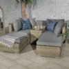 Wentworth Rattan Multi Setting Relaxer Garden Lounge Set - 2 x Ottoman Seats, Side Table & Cushions