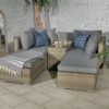 Wentworth Rattan Multi Setting Relaxer Garden Lounge Set - 2 x Ottoman Seats, Side Table & Cushions